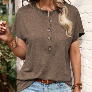 Elegant Brown Button-Down Women's Shirt